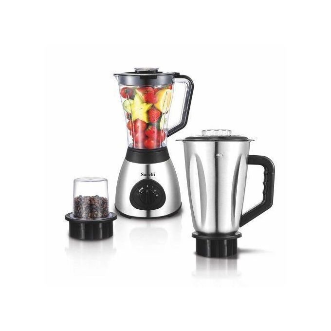 Blender 3 In 1 Glass And Metalic Jar 1.6 Litres -Black