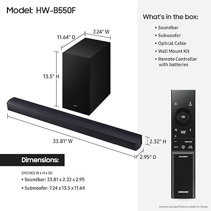 Samsung B-Series Soundbar HW-B550F 2.1 ch DTS Virtual:X Soundbar with Subwoofer - Image 2