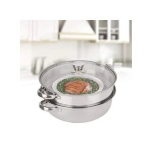 Stainless Steel Cooking Steamer With Large Saucepan-Silver